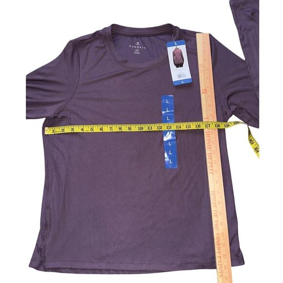 NWT Danskin Ladies' Ribbed Long Sleeve Active Top – Purple, Size L - Picture 7 of 11